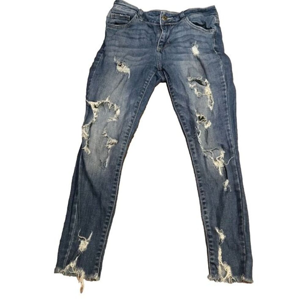 Cello Jeans Juniors Size 0/24 Skinny Ankle Stretch Denim Destroyed Frayed Hem
